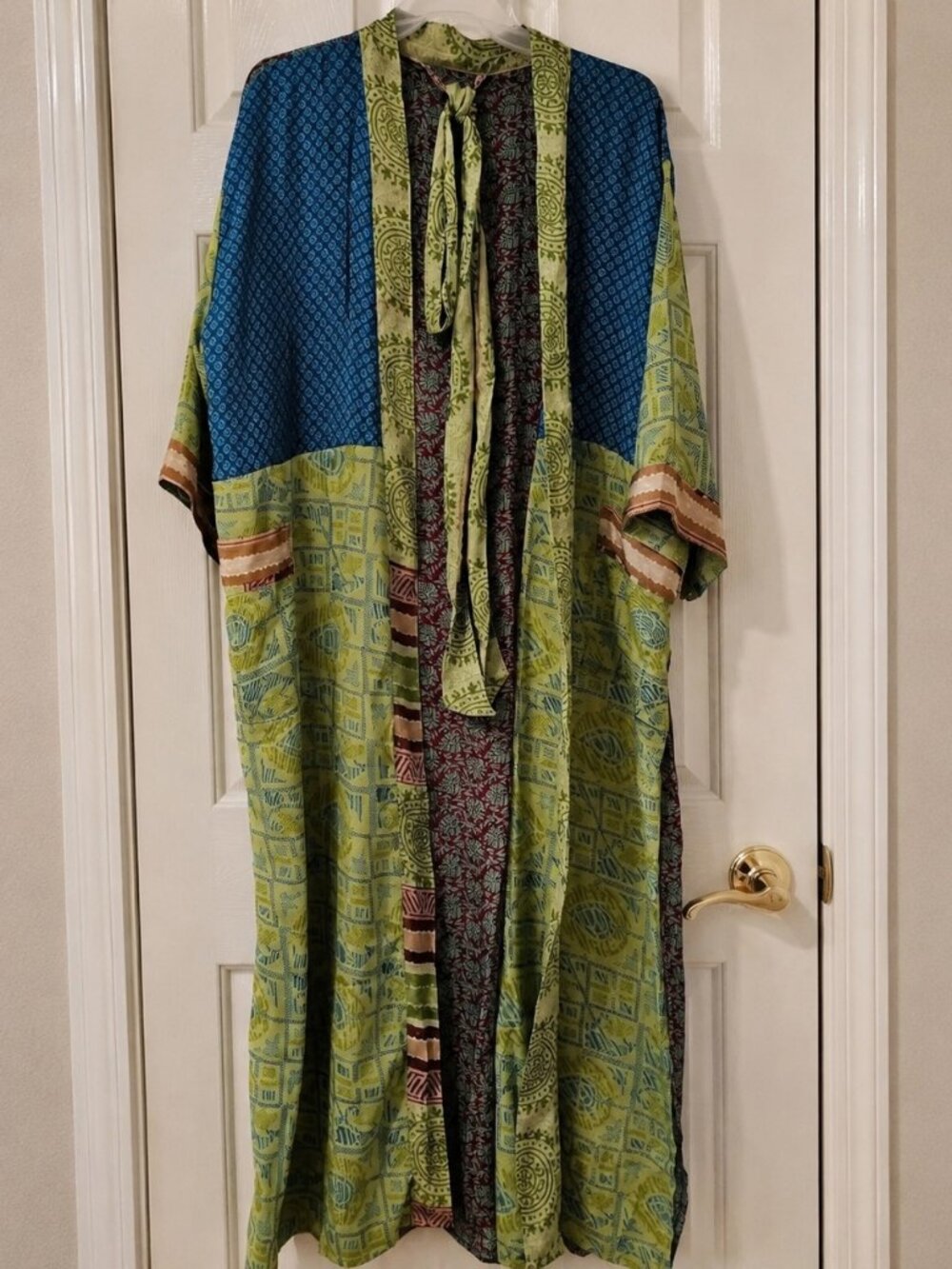 Handmade Women's Art Silk Kimono Robe Dress Beach Cover-up Gown